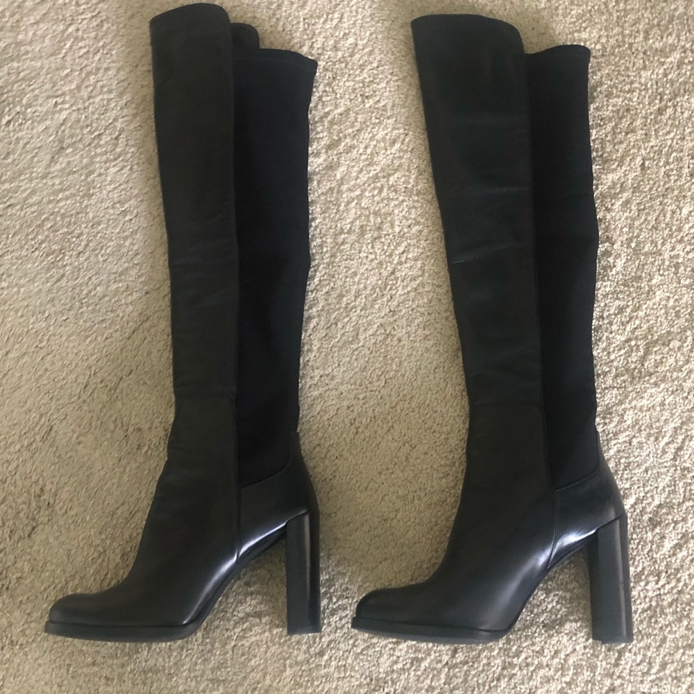 🔥🔥Stuart Weitzman over the knee boots black calf skin leather New size 8M ❤️